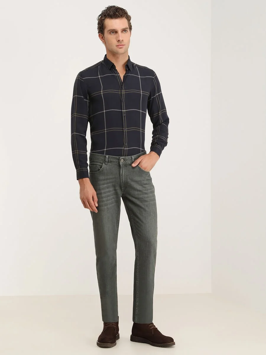 Haki Slim Fit Denim Pamuk Karışımlı Pantolon - 3