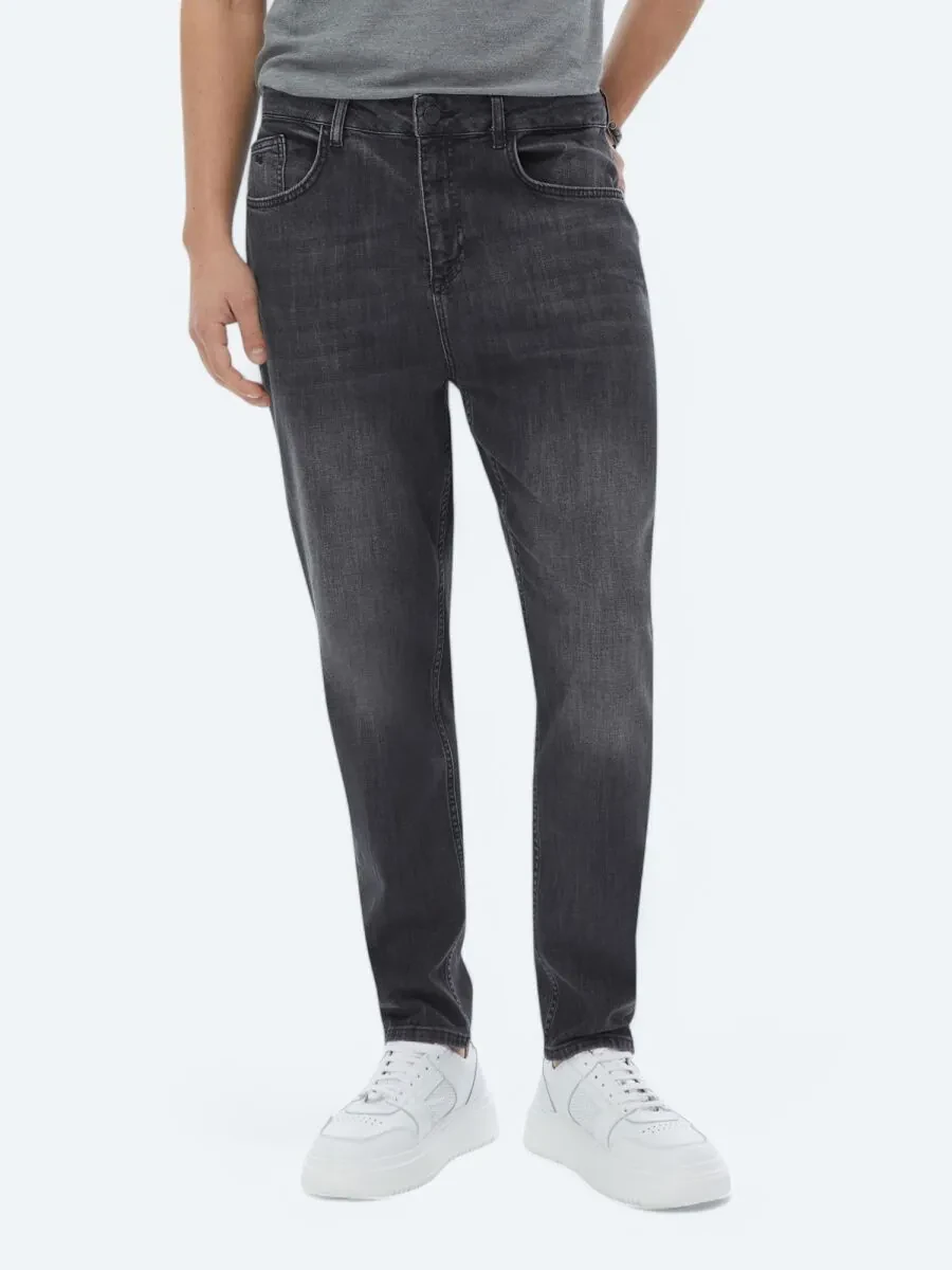 Hard Coal Carrot Fit Denim Cotton Blended Trousers - 2