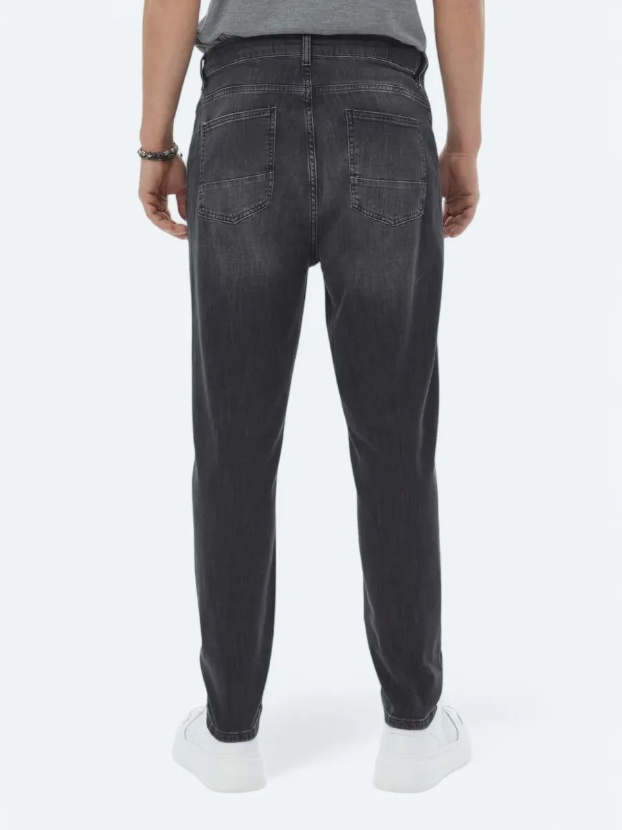 Hard Coal Carrot Fit Denim Cotton Blended Trousers - 5