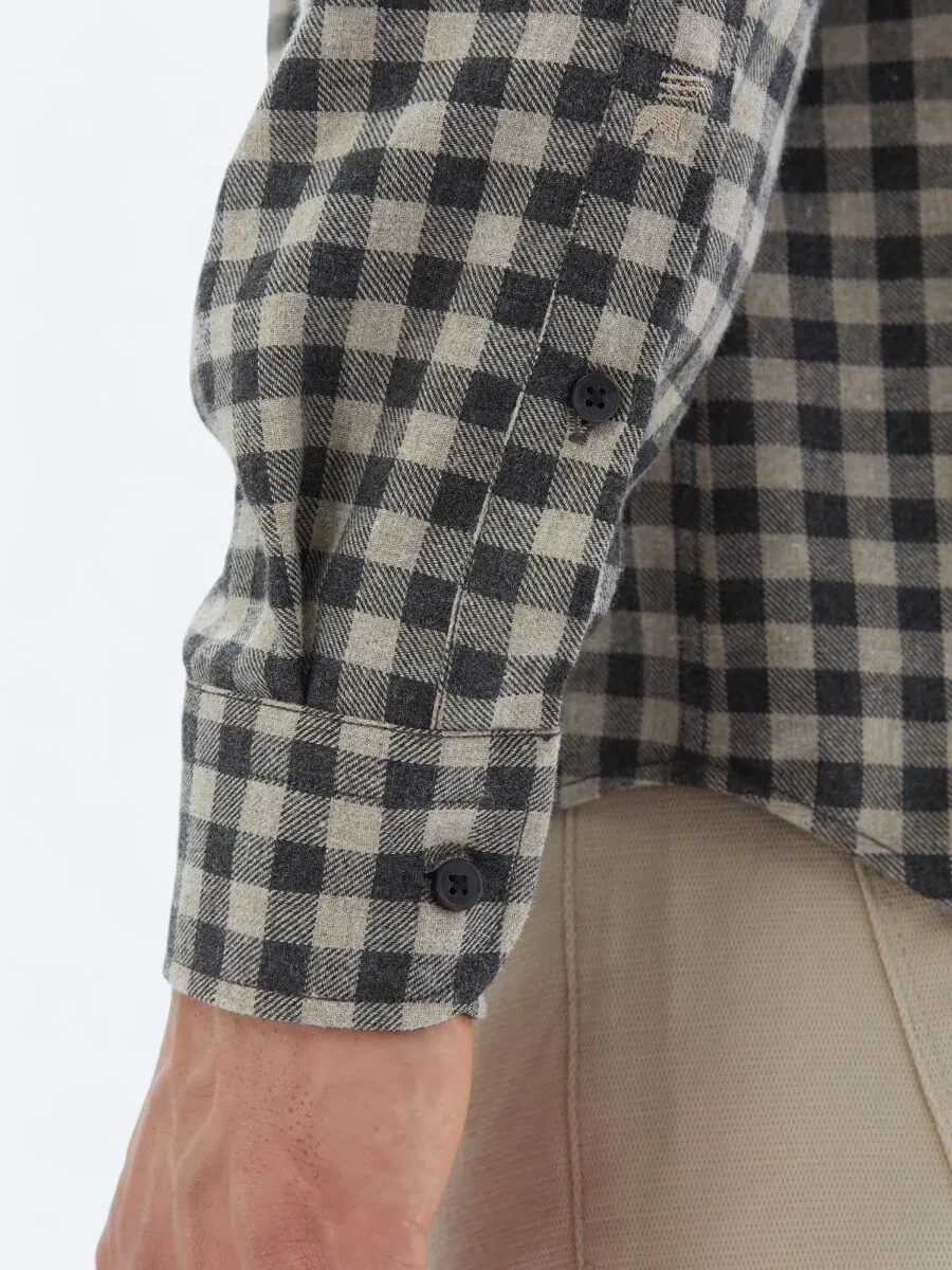 Hard Coal Checkered Regular Fit Weaving Casual Cotton Blended Shirt - 7