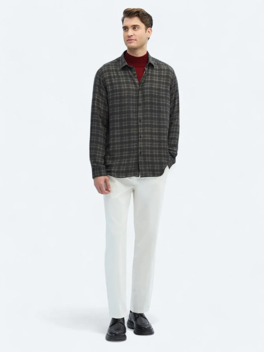Hard Coal Checkered Regular Fit Weaving Casual Shirt - 2