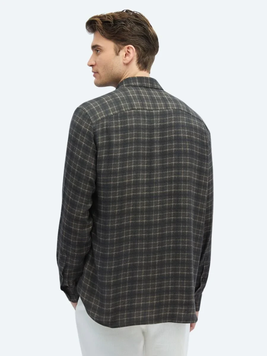 Hard Coal Checkered Regular Fit Weaving Casual Shirt - 5