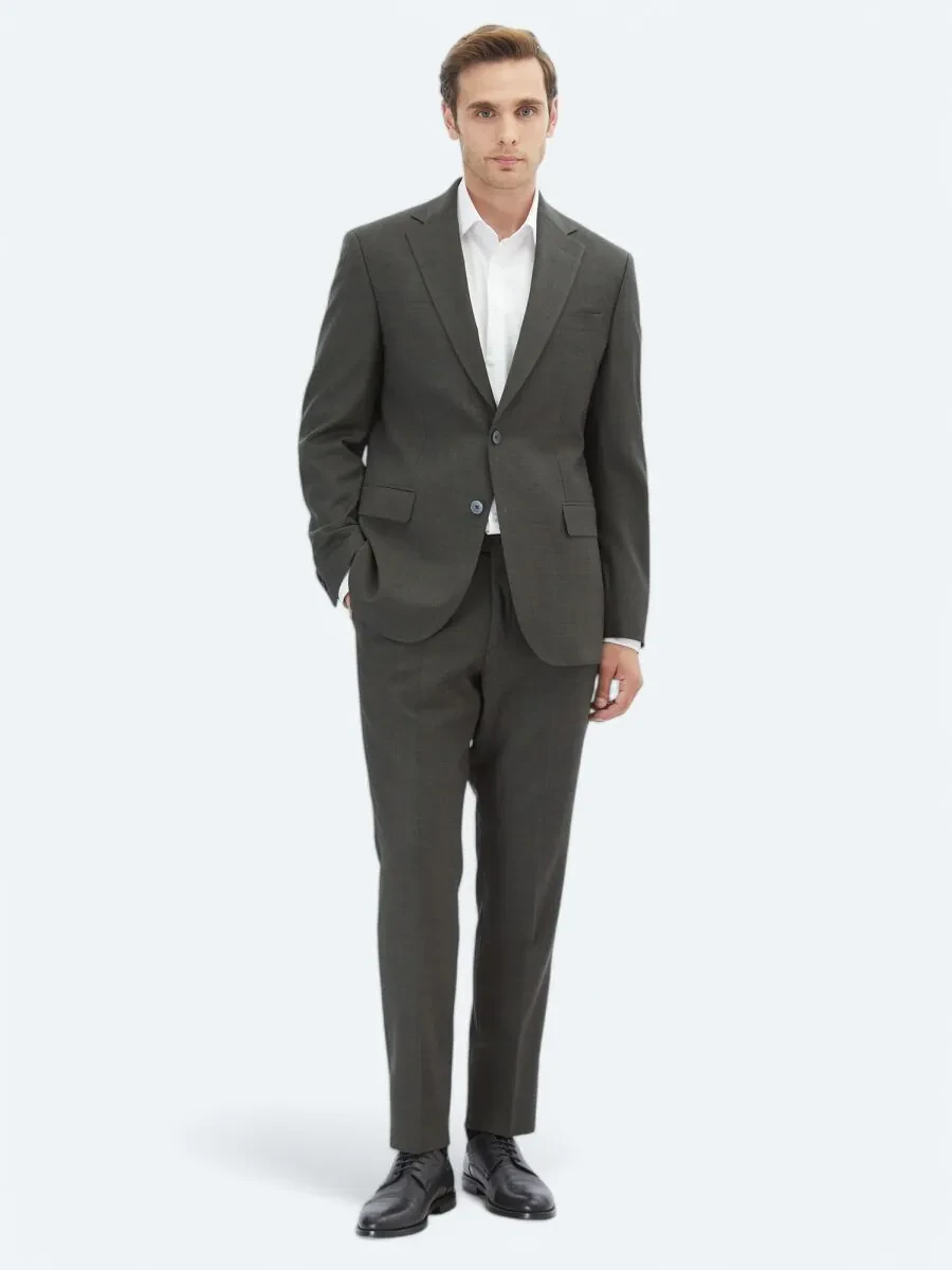 Hard Coal Checkered Slim Fit Wool Blended Suit - 2