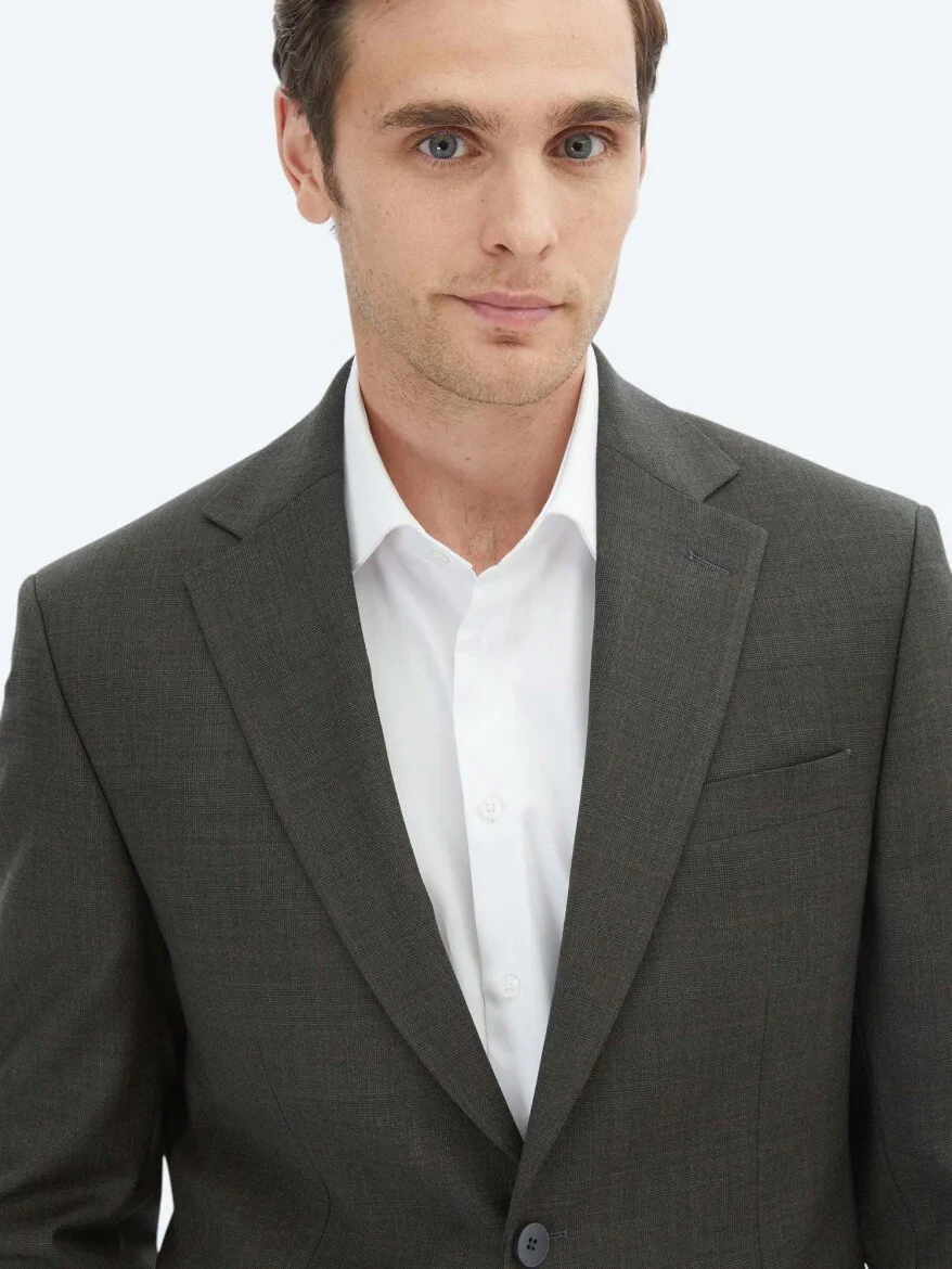 Hard Coal Checkered Slim Fit Wool Blended Suit - 3