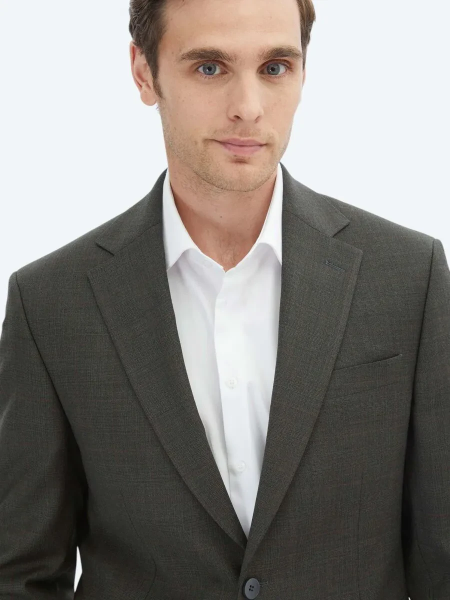 Hard Coal Checkered Slim Fit Wool Blended Suit - 3