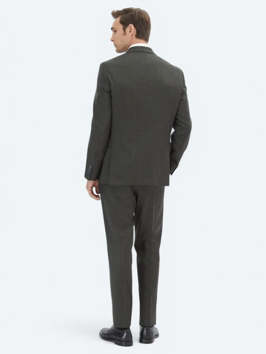 Hard Coal Checkered Slim Fit Wool Blended Suit - 5