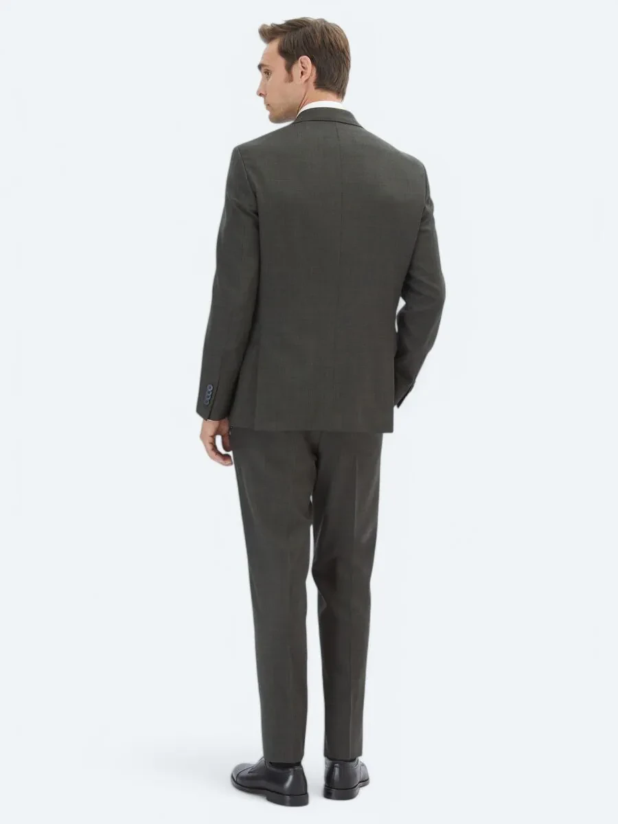 Hard Coal Checkered Slim Fit Wool Blended Suit - 5