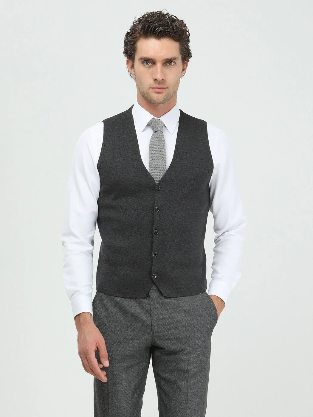 Hard Coal Knit Vest - 1