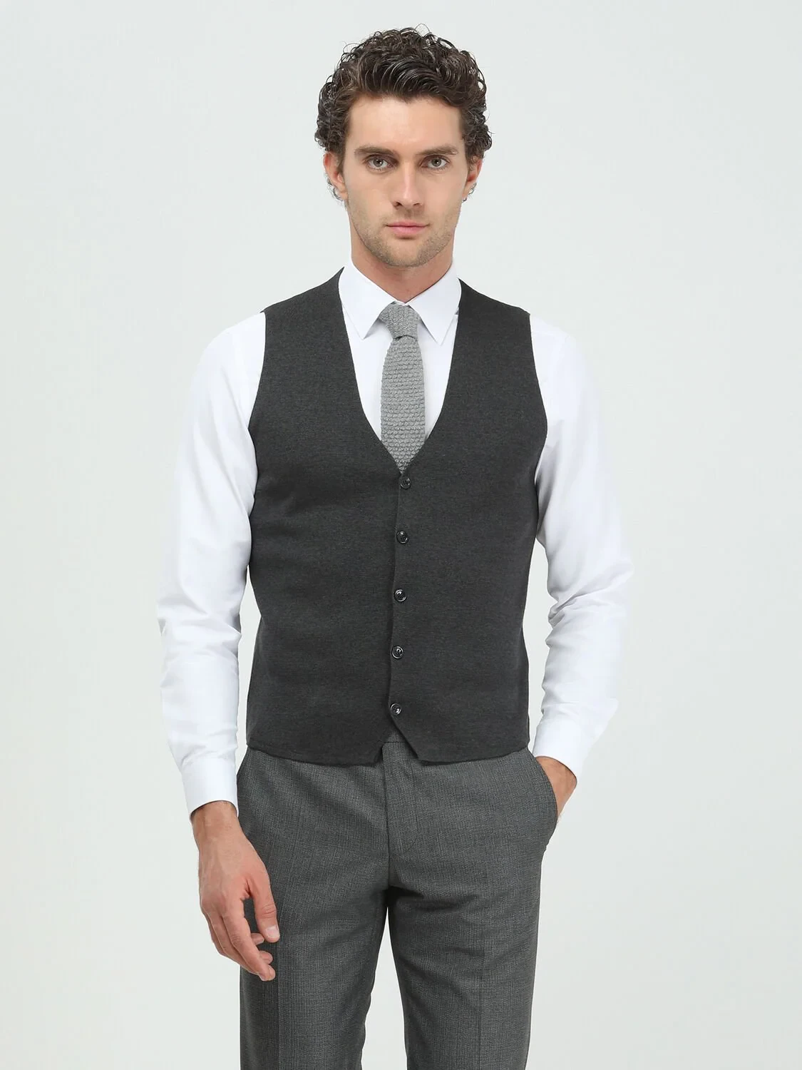 Hard Coal Knit Vest - 1