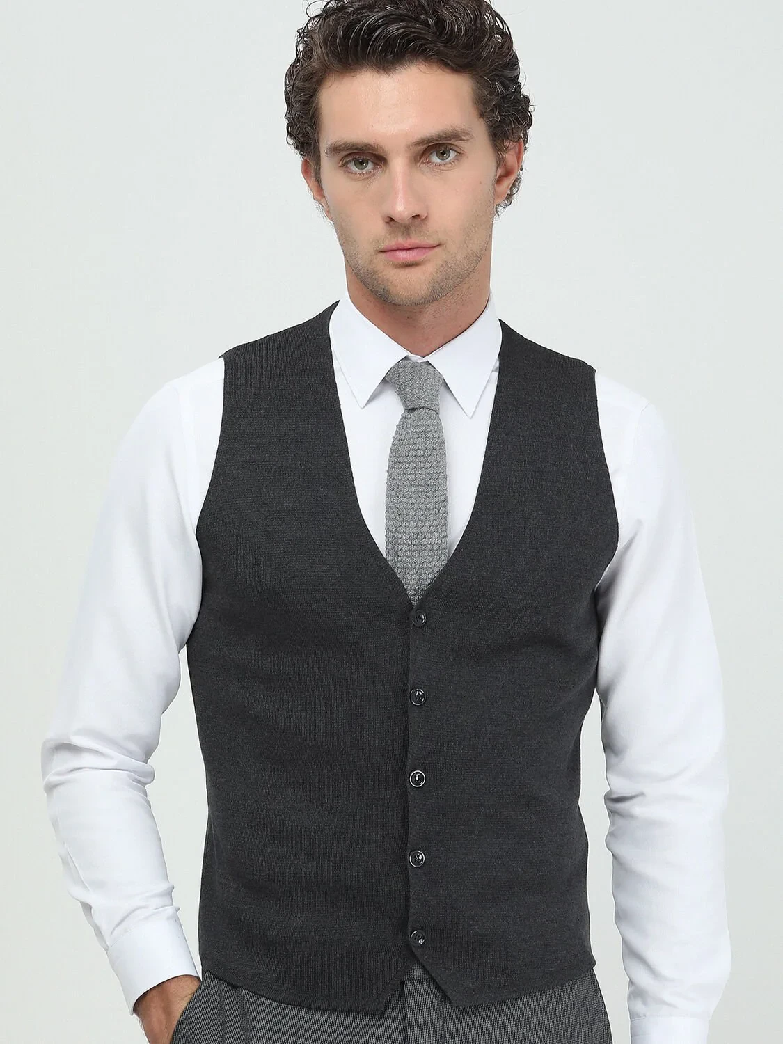 Hard Coal Knit Vest - 2