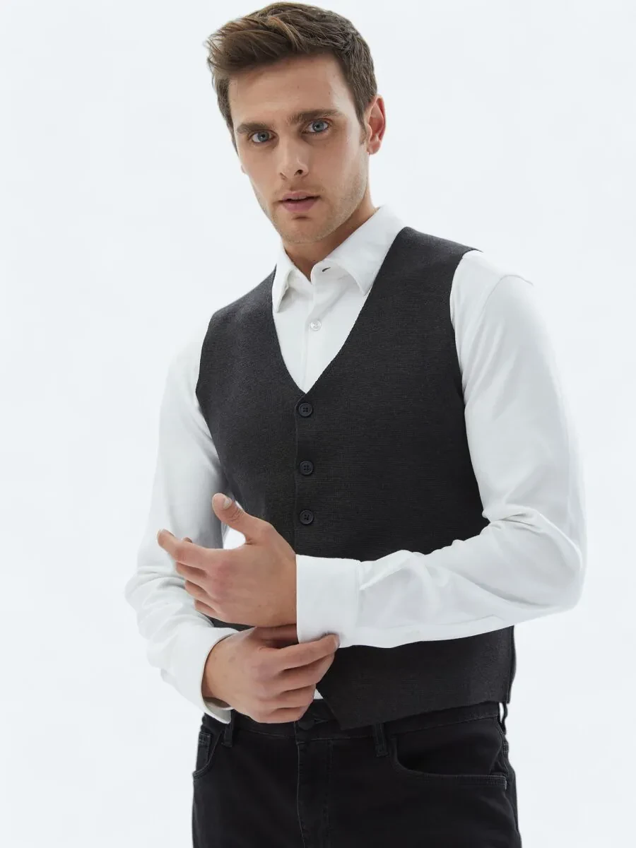Hard Coal Knit Vest - 3