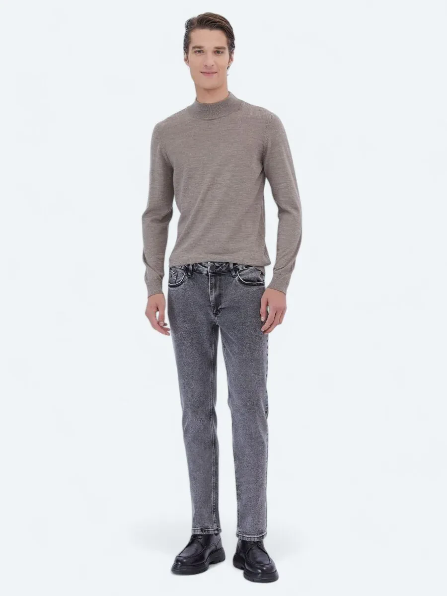 Hard Coal Loose Fit Denim Cotton Blended Trousers - 1
