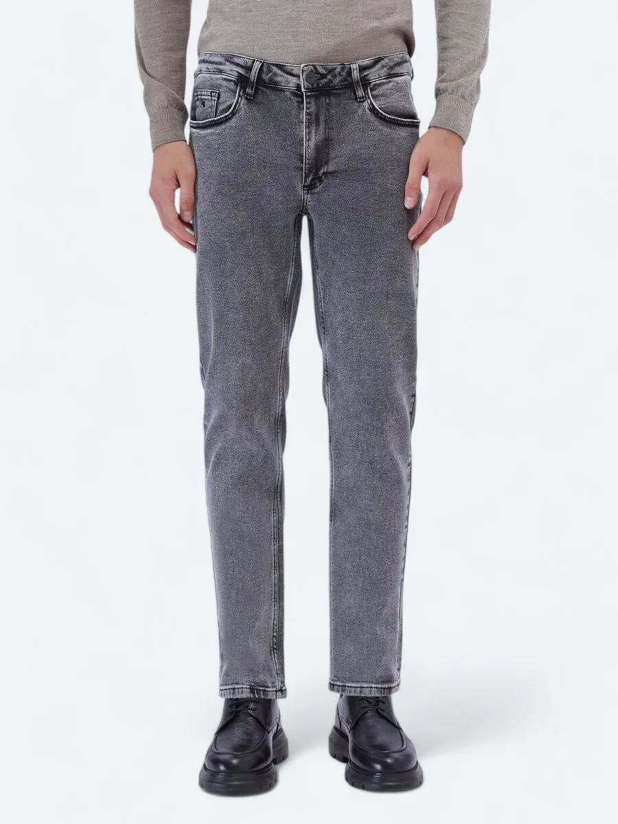 Hard Coal Loose Fit Denim Cotton Blended Trousers - 2