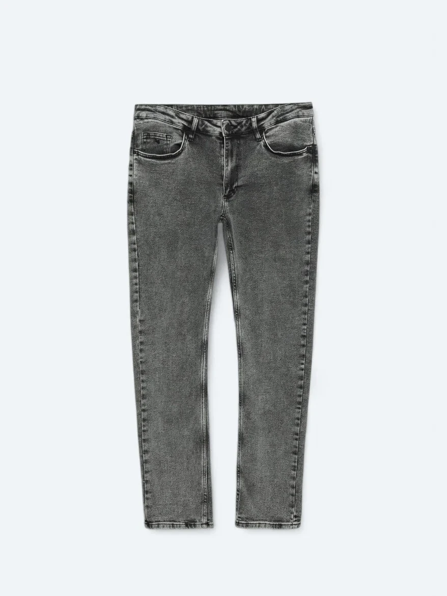 Hard Coal Loose Fit Denim Cotton Blended Trousers - 5