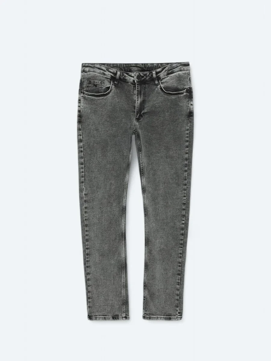 Hard Coal Loose Fit Denim Cotton Blended Trousers - 5