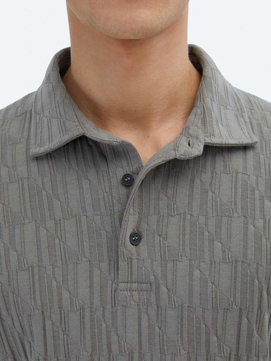 Hard Coal Patterned Polo Neck 100% Cotton T-Shirt - 5
