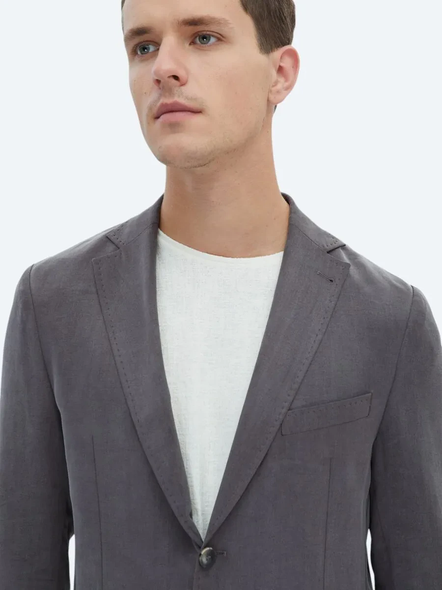 Hard Coal Plain Modern Fit Jacket - 4
