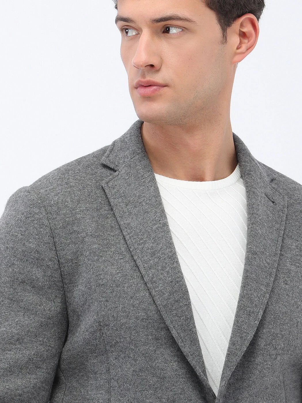 Hard Coal Plain Modern Fit Wool Blended Jacket - 3