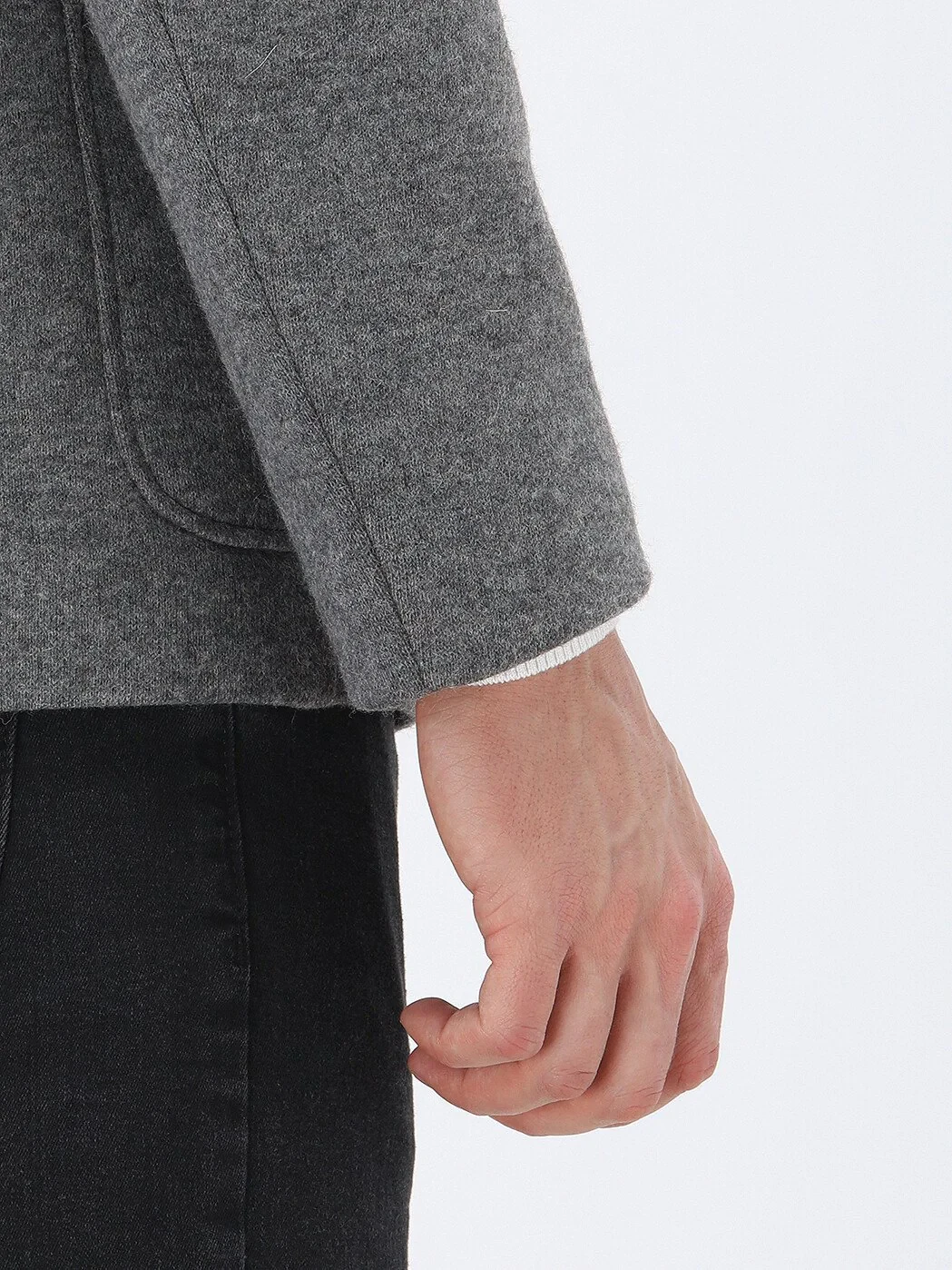 Hard Coal Plain Modern Fit Wool Blended Jacket - 4
