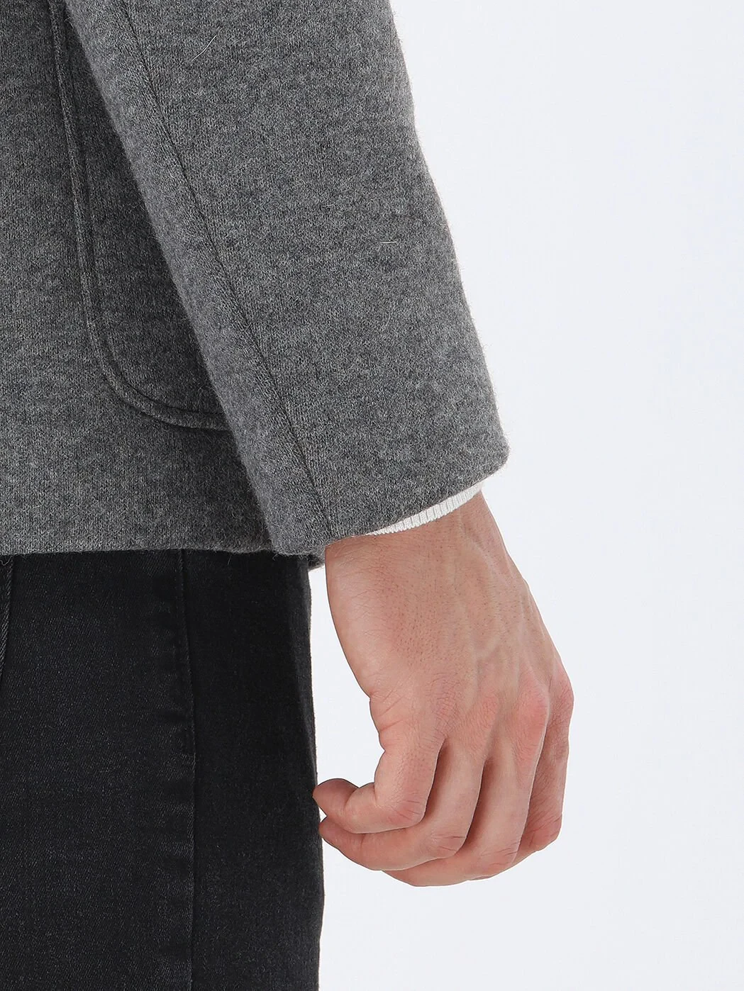 Hard Coal Plain Modern Fit Wool Blended Jacket - 4
