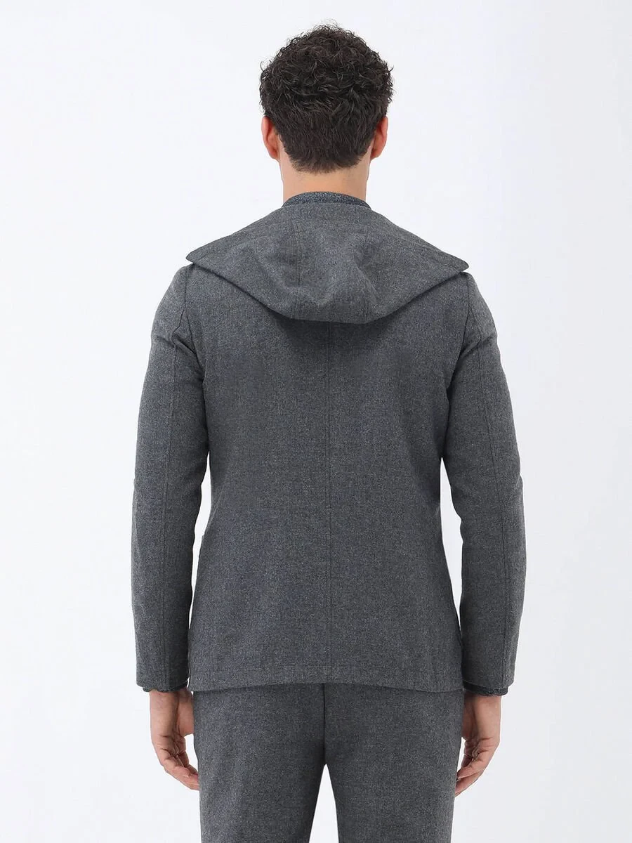 Hard Coal Plain Modern Fit Wool Blended Suit - 12
