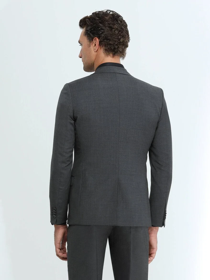 Hard Coal Plain Regular Fit Wool Blended Suit - 5