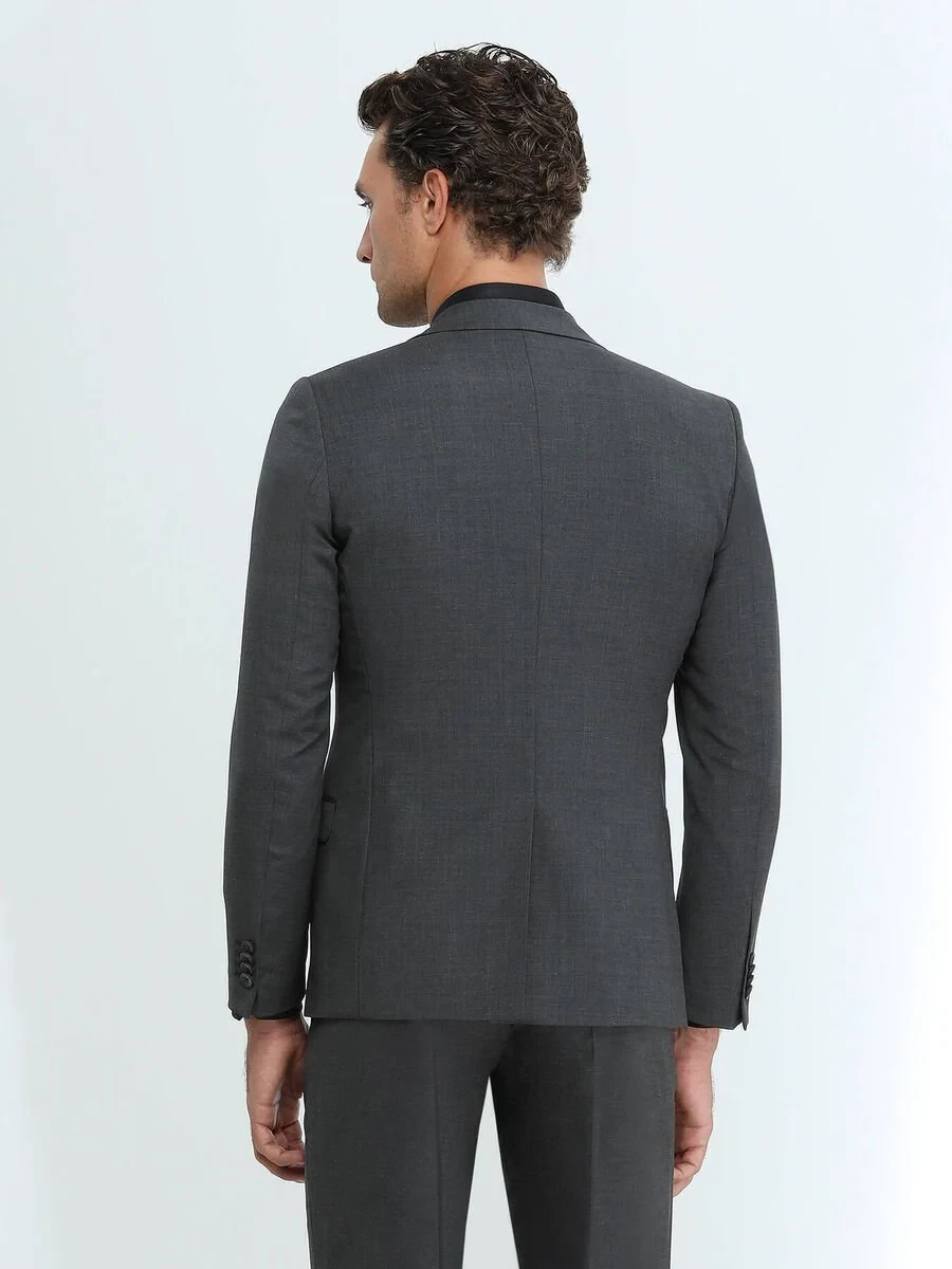 Hard Coal Plain Regular Fit Wool Blended Suit - 5