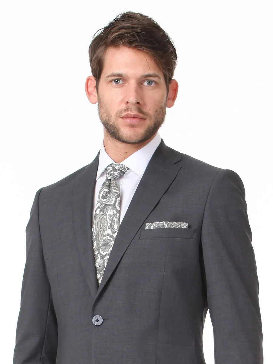 Hard Coal Plain Slim Fit Wool Blended Suit - 2