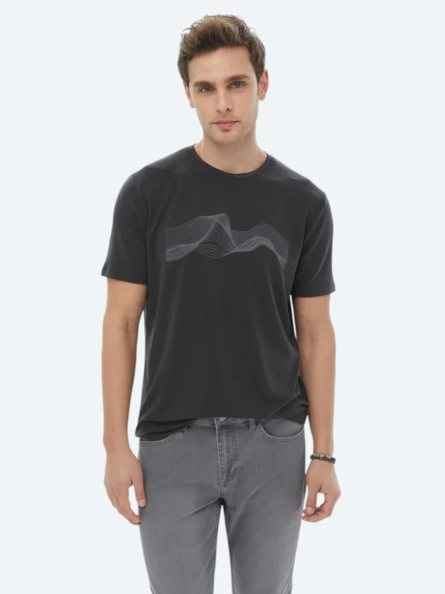 Hard Coal Printed Crew Neck T-Shirt - 1