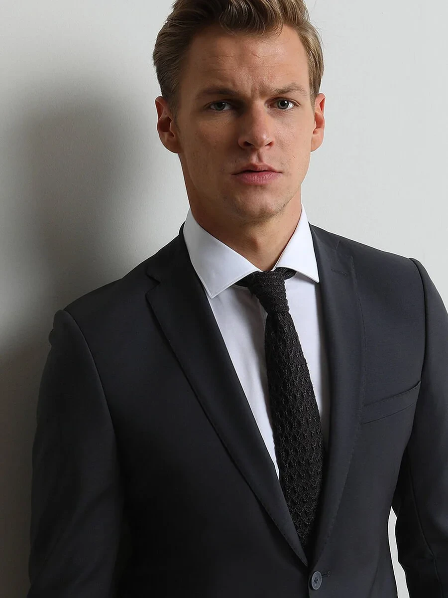 Hard Coal Slim Fit Wool Blended Suit - 3