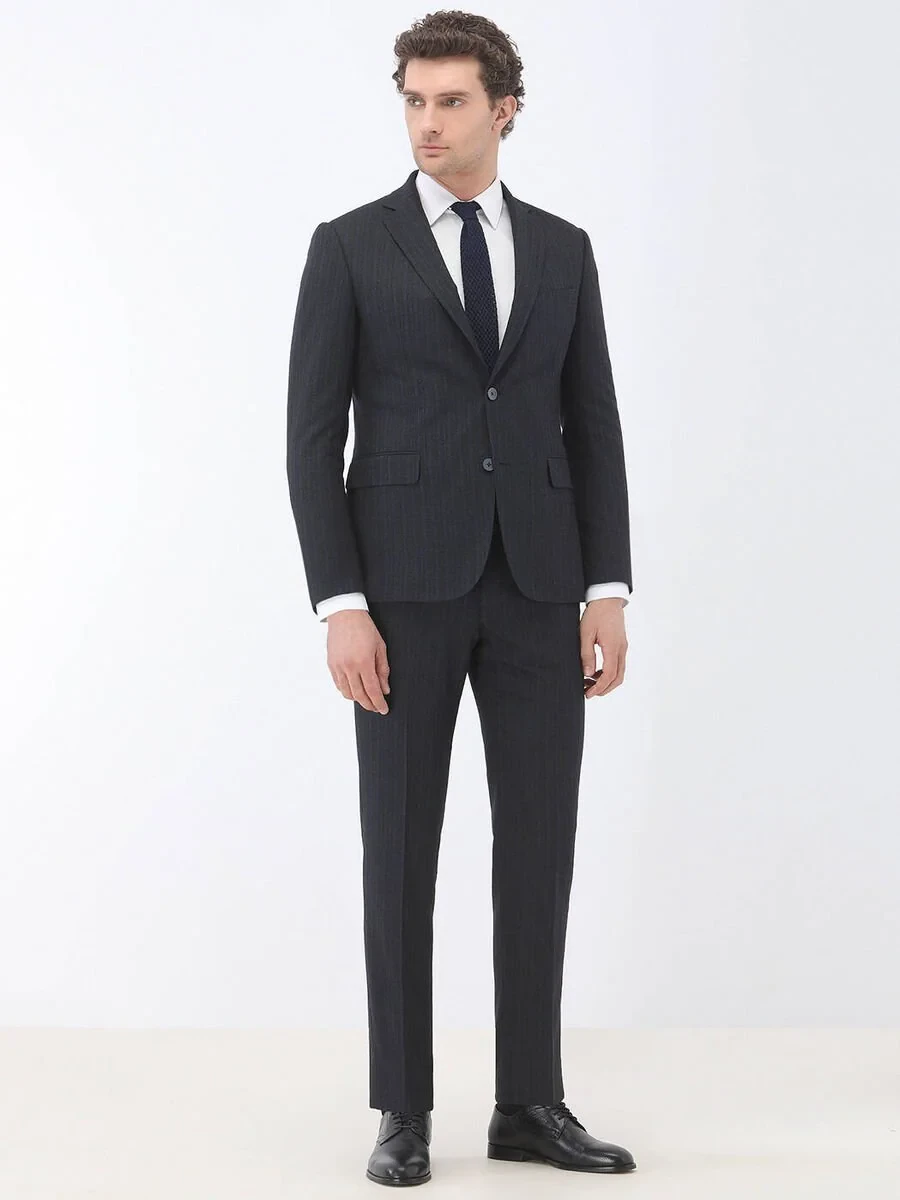 Hard Coal Striped Modern Fit Suit - 2