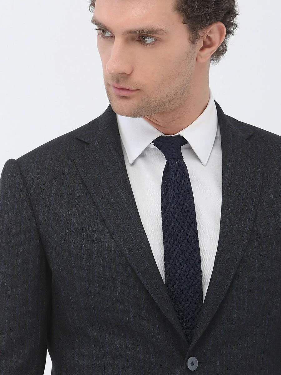 Hard Coal Striped Modern Fit Suit - 3
