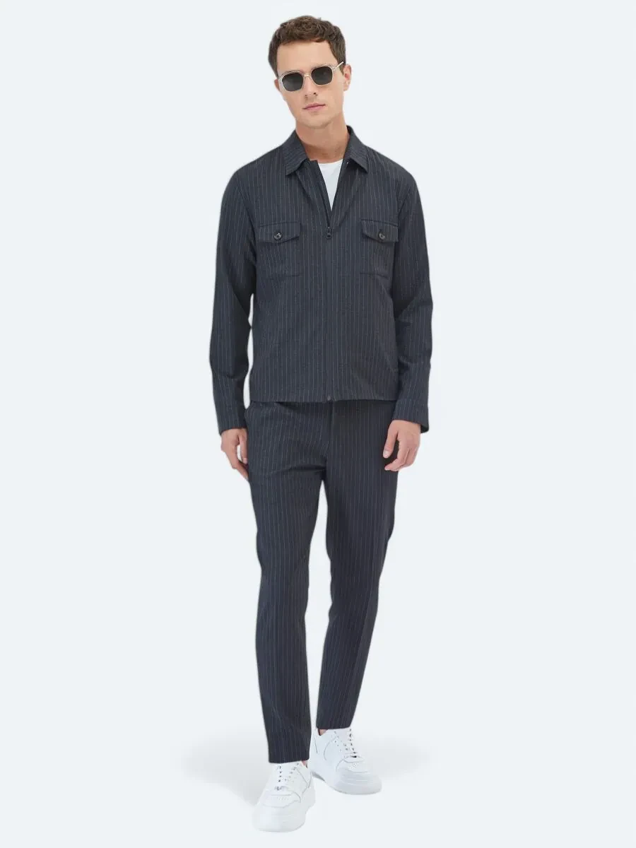Hard Coal Striped Modern Fit Suit - 3