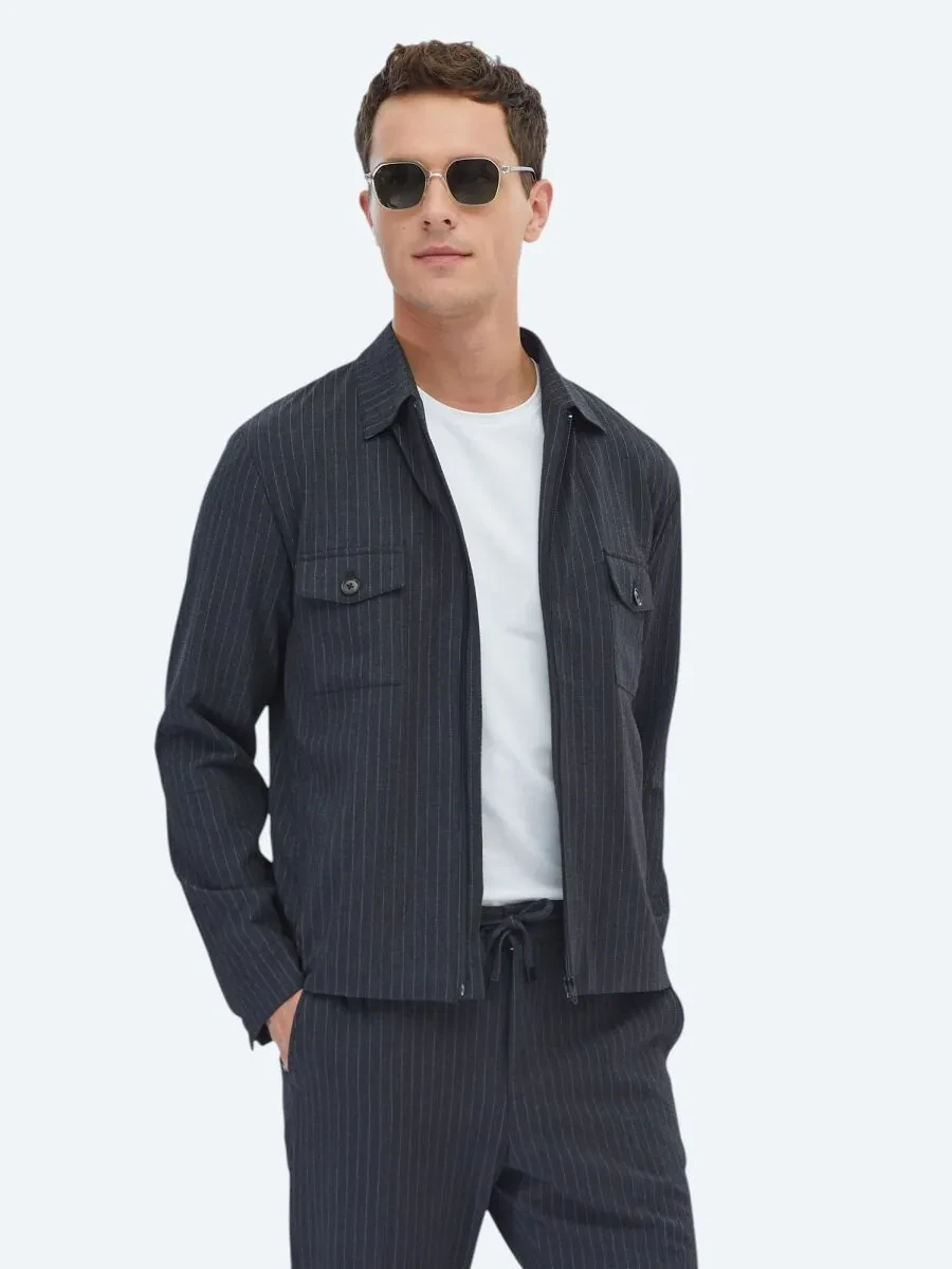 Hard Coal Striped Modern Fit Suit - 4