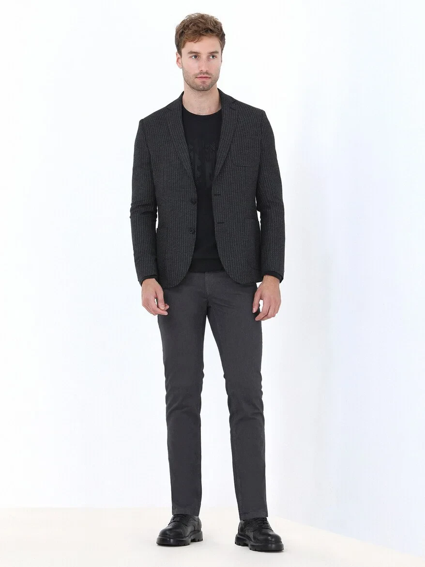 Hard Coal Striped Modern Fit Suit - 3