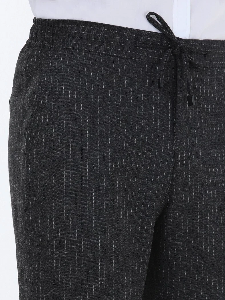 Hard Coal Striped Modern Fit Suit - 7
