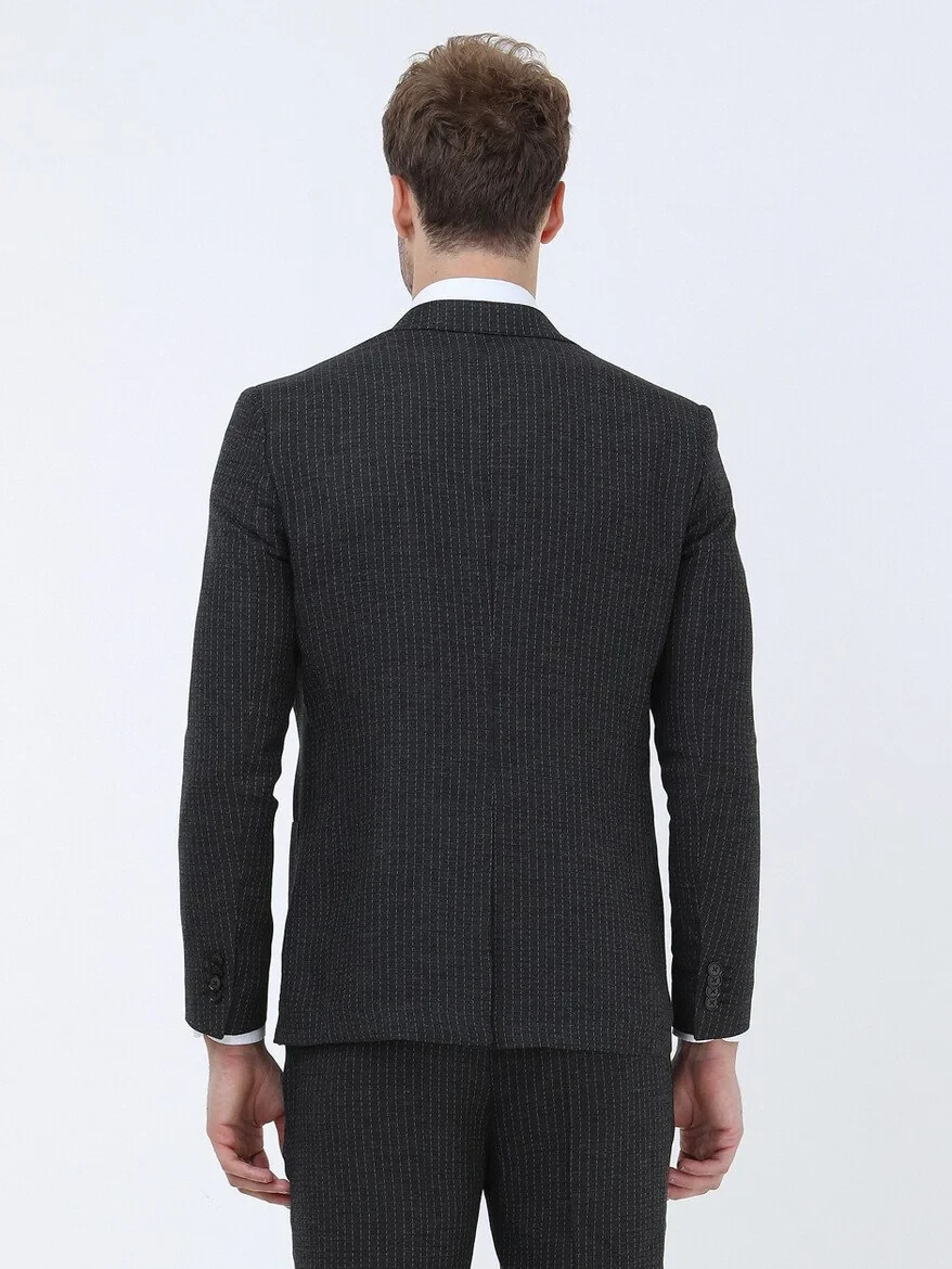 Hard Coal Striped Modern Fit Suit - 10