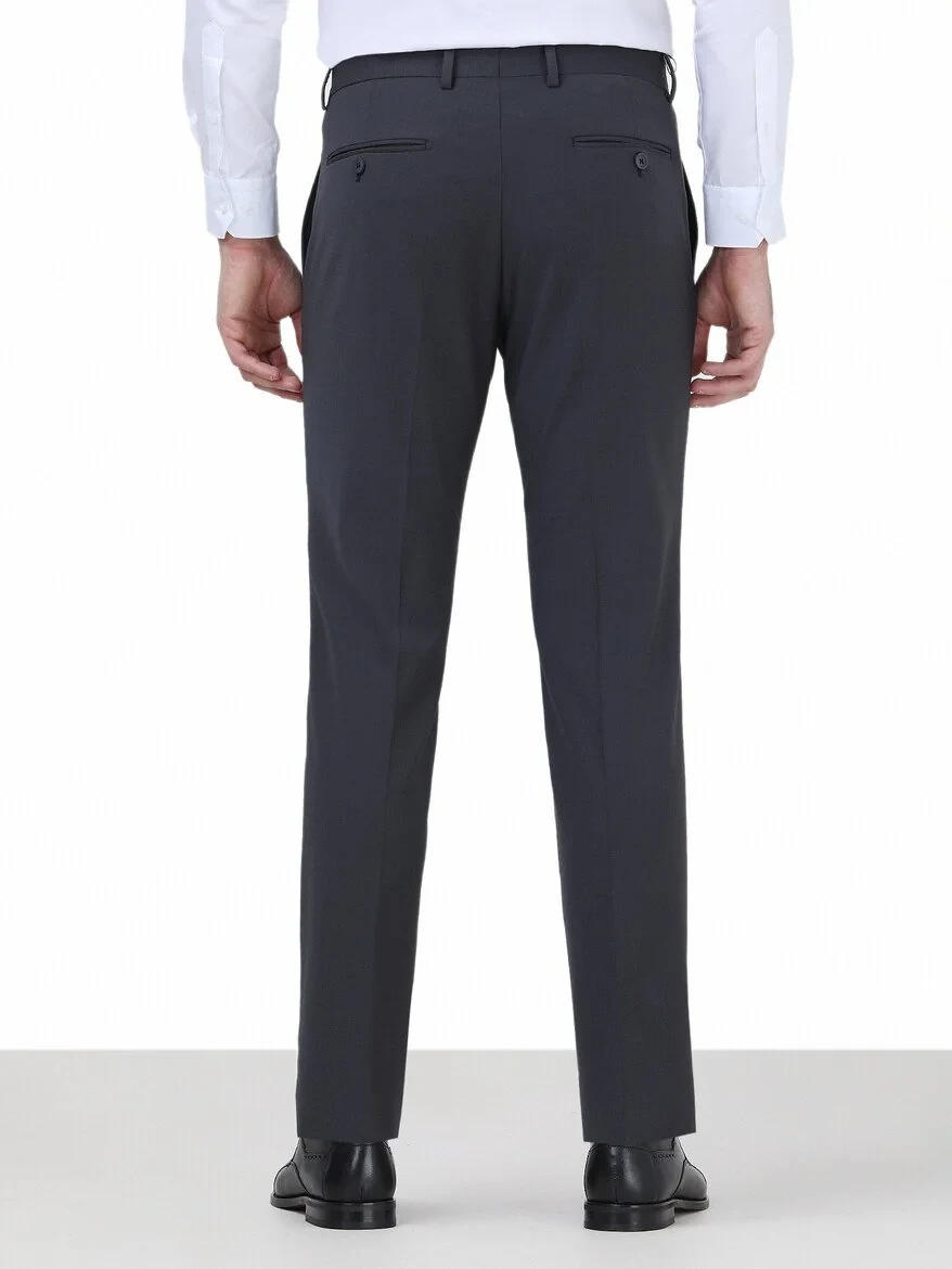 Hard Coal Weaving Fitted Fit Classical Wool Blended Trousers 
