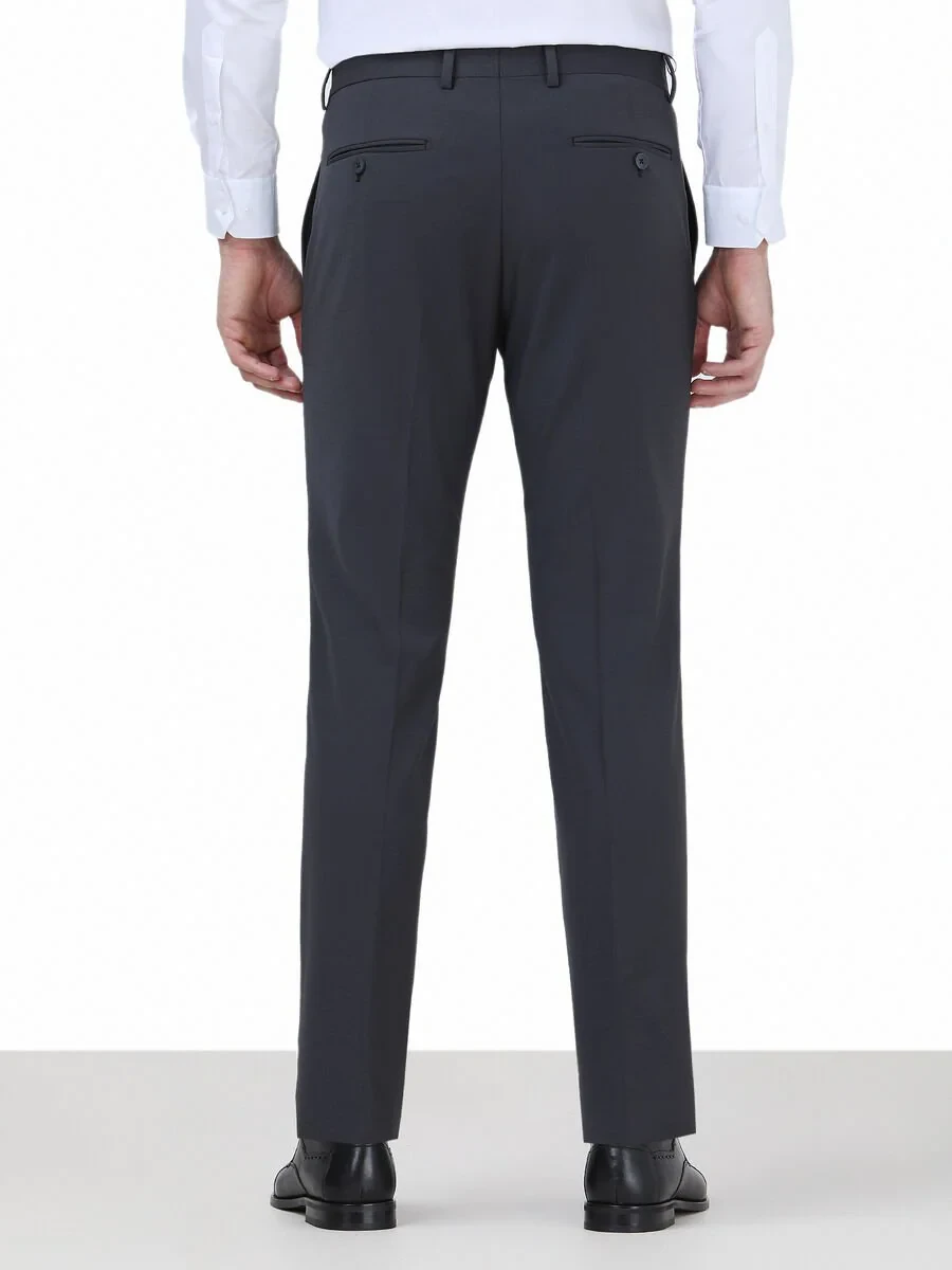 Hard Coal Weaving Fitted Fit Classical Wool Blended Trousers - 4