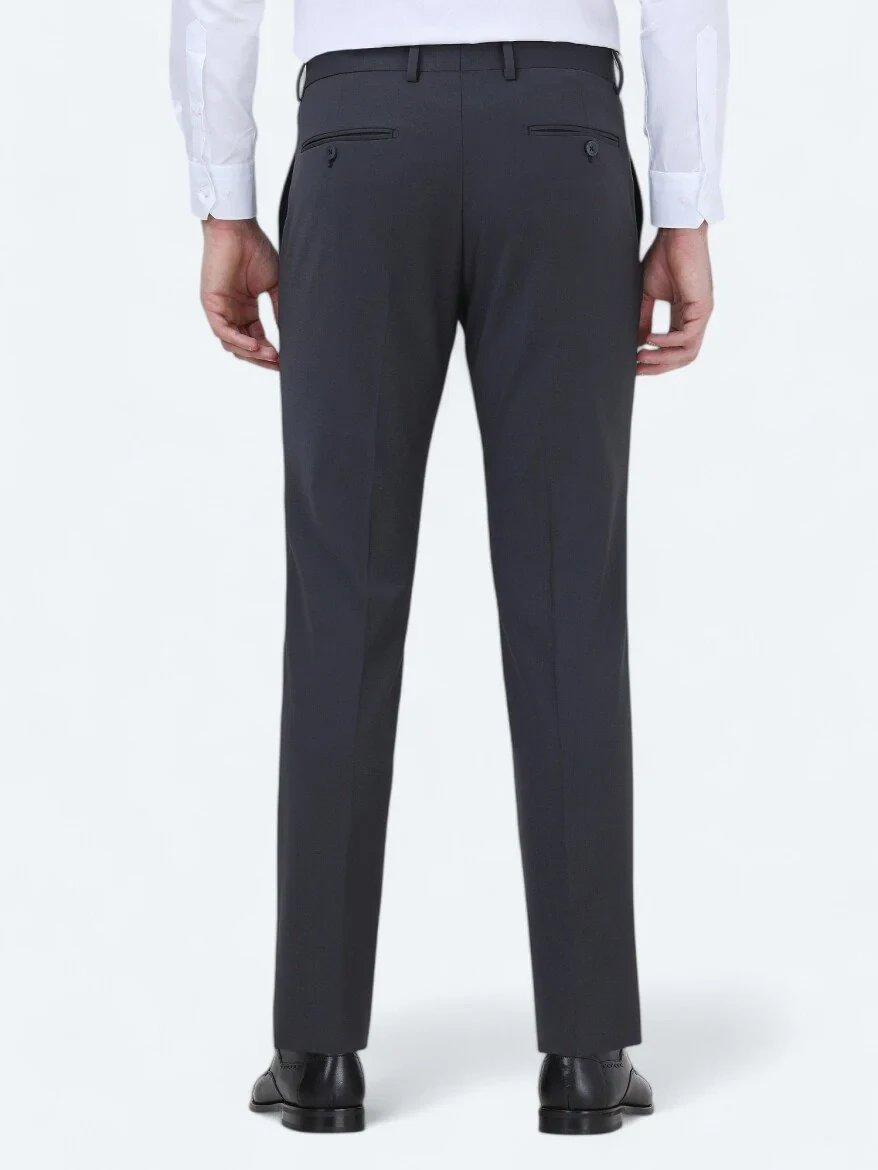 Hard Coal Weaving Fitted Fit Classical Wool Blended Trousers - 4