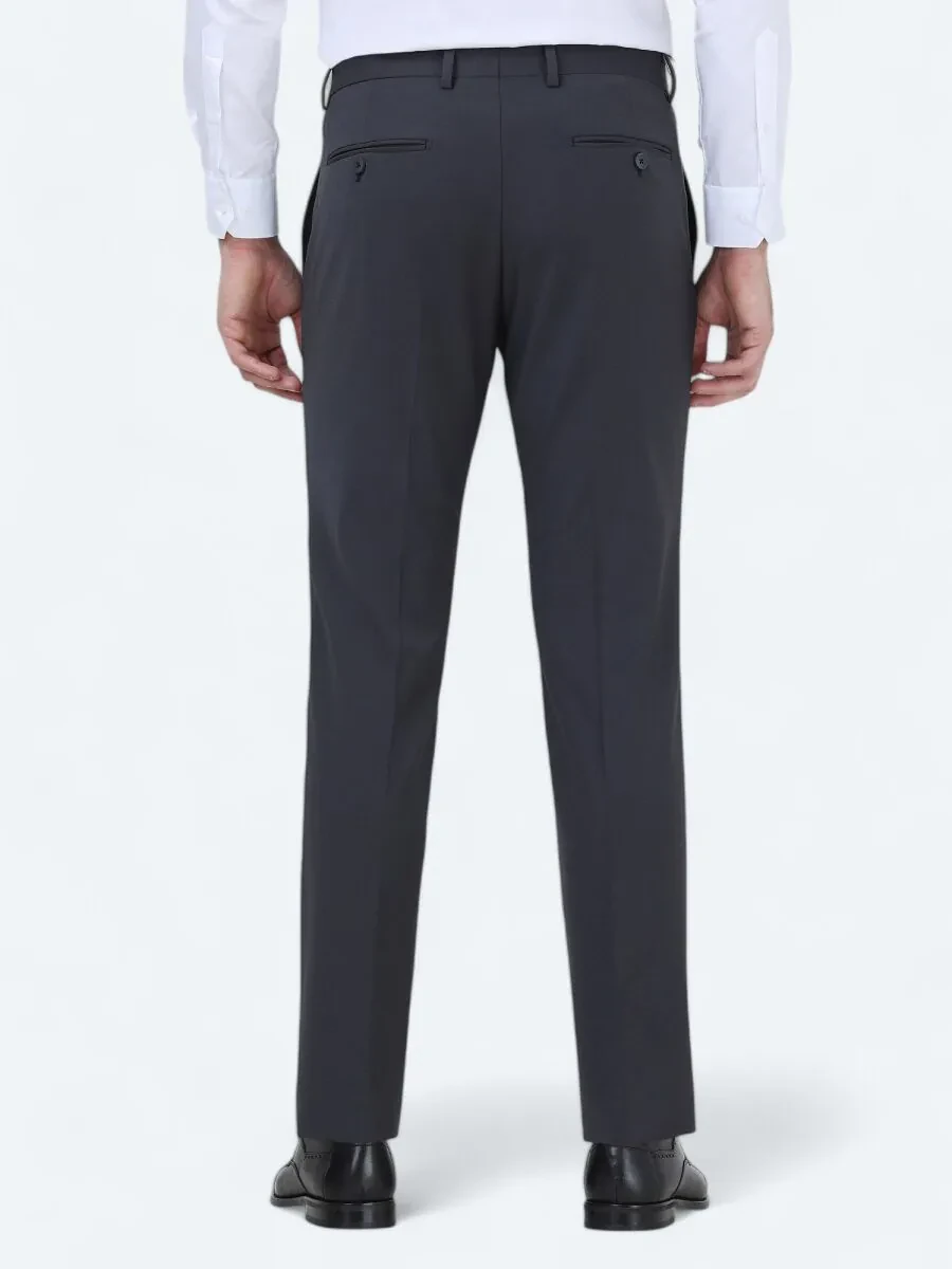Hard Coal Weaving Fitted Fit Classical Wool Blended Trousers - 4
