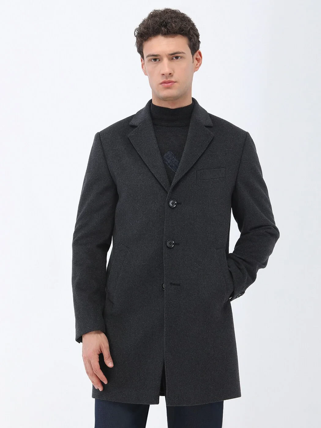 Hard Coal Weaving Overcoat - 1