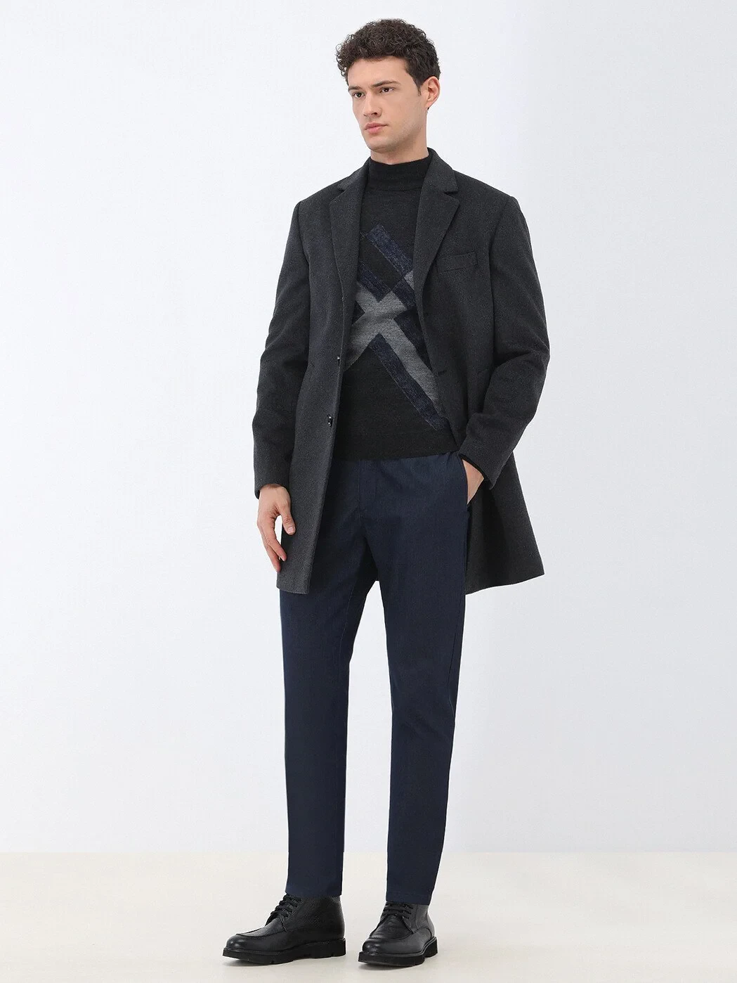 Hard Coal Weaving Overcoat - 2