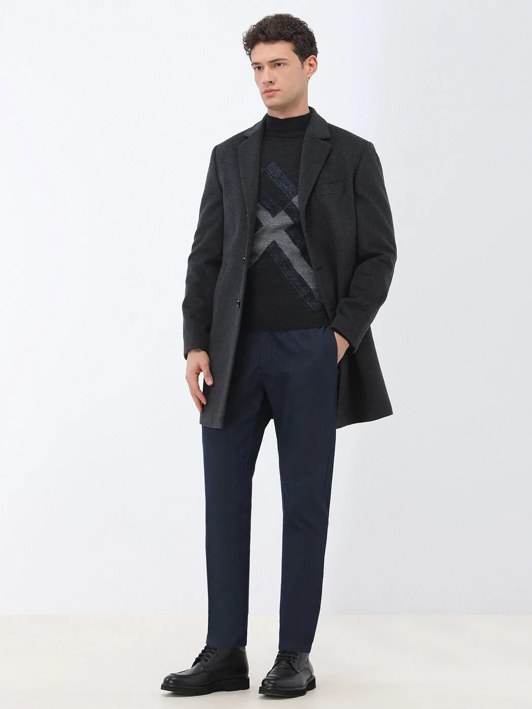 Hard Coal Weaving Overcoat - 2