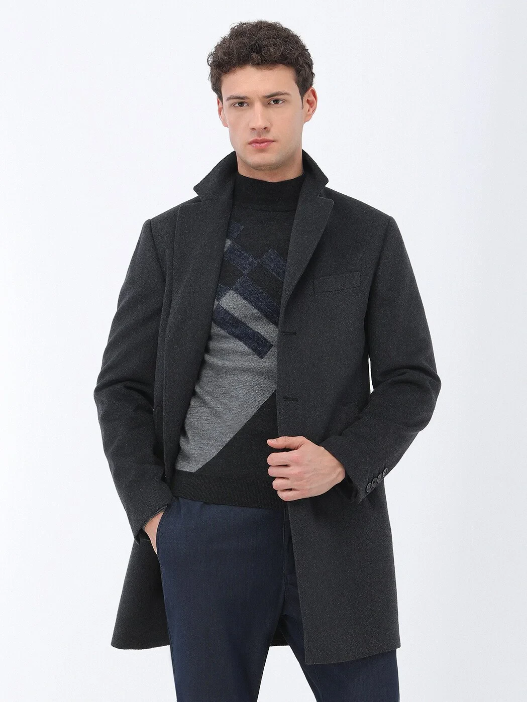 Hard Coal Weaving Overcoat - 3