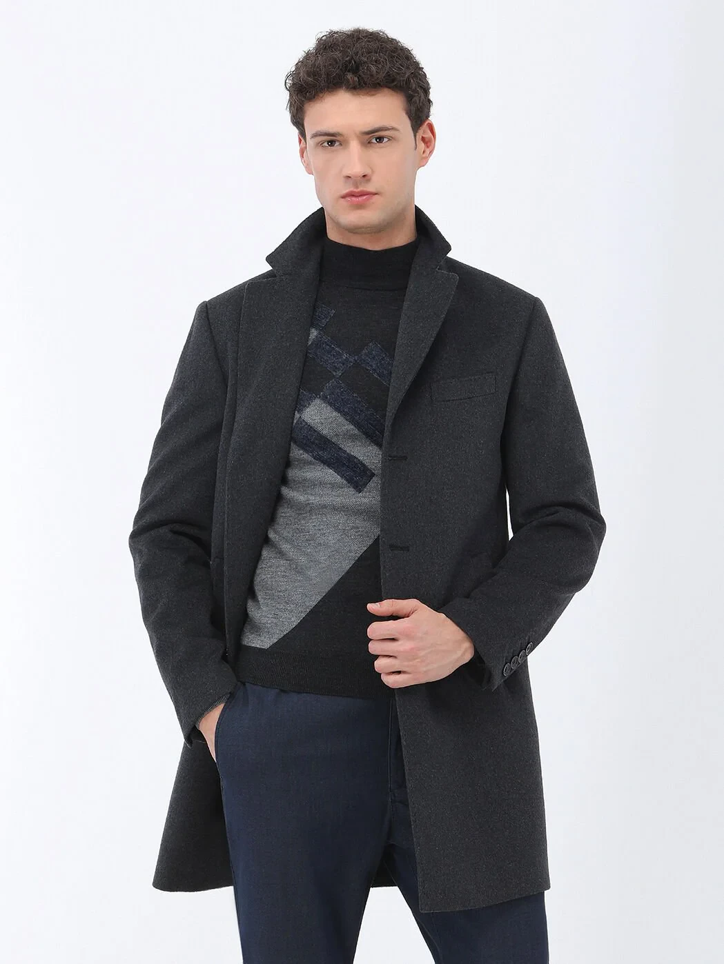 Hard Coal Weaving Overcoat - 3