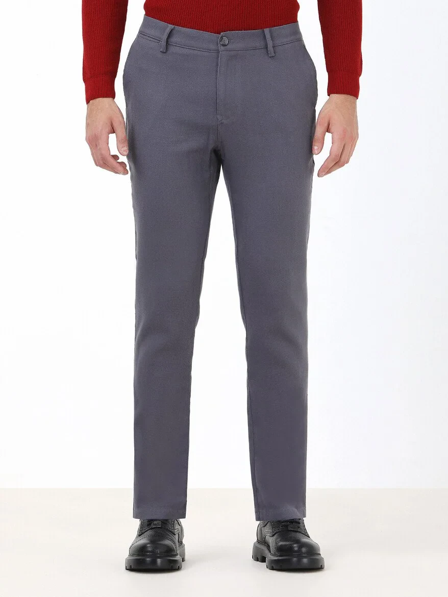 Hard Coal Weaving Slim Fit Casual Cotton Blended Trousers - 1