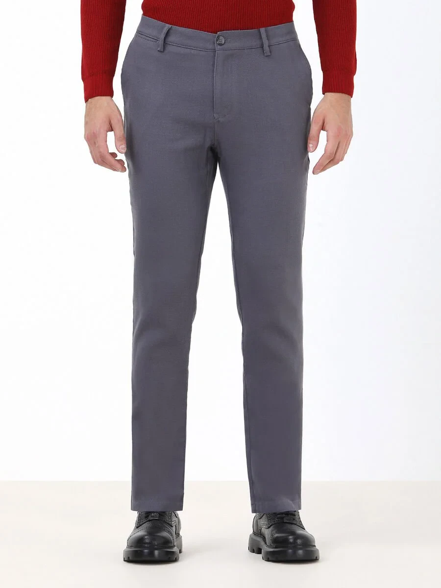 Hard Coal Weaving Slim Fit Casual Cotton Blended Trousers - 1