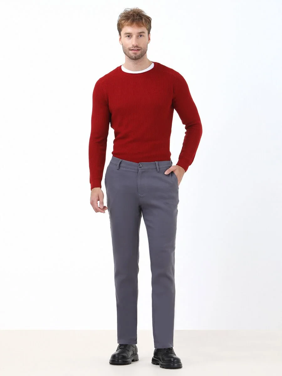 Hard Coal Weaving Slim Fit Casual Cotton Blended Trousers - 2