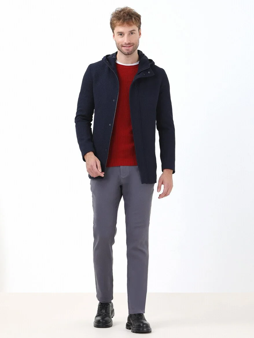 Hard Coal Weaving Slim Fit Casual Cotton Blended Trousers - 3